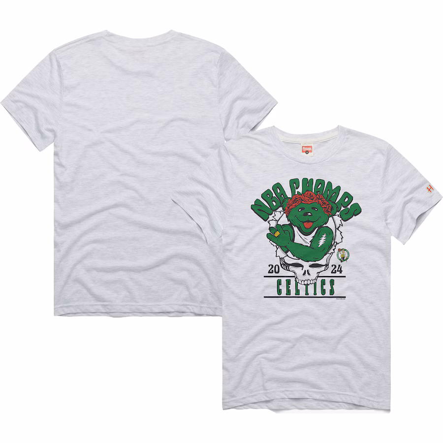 Unisex Boston Celtics Homage Ash 2024 NBA Finals Champions Grateful Dead Tri-Blend T-Shirt - ujerseystore