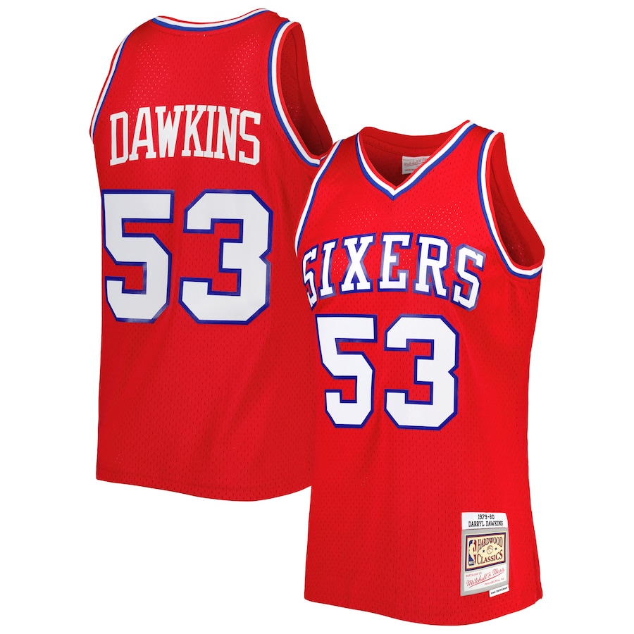 Men's Philadelphia 76ers Darryl Dawkins Mitchell & Ness Red Hardwood Classics 1979/80 Swingman Jersey - ujerseystore