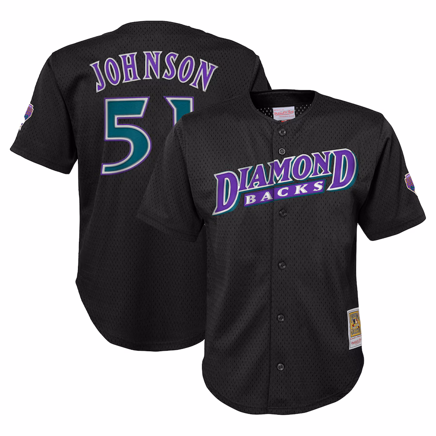 Youth Arizona Diamondbacks Randy Johnson Mitchell & Ness Black Cooperstown Collection Mesh Batting Practice Jersey - ujerseystore