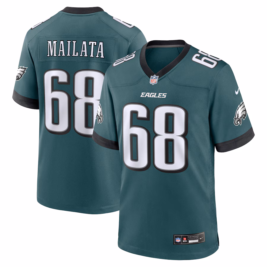 Men's Philadelphia Eagles Jordan Mailata Nike Midnight Green Team Game Jersey - ujerseystore