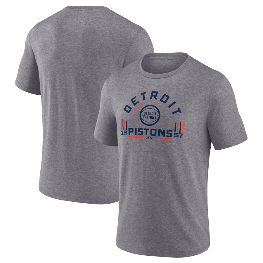 Men's Detroit Pistons Gray Team Freedom Tri-Blend T-Shirt - ujerseystore
