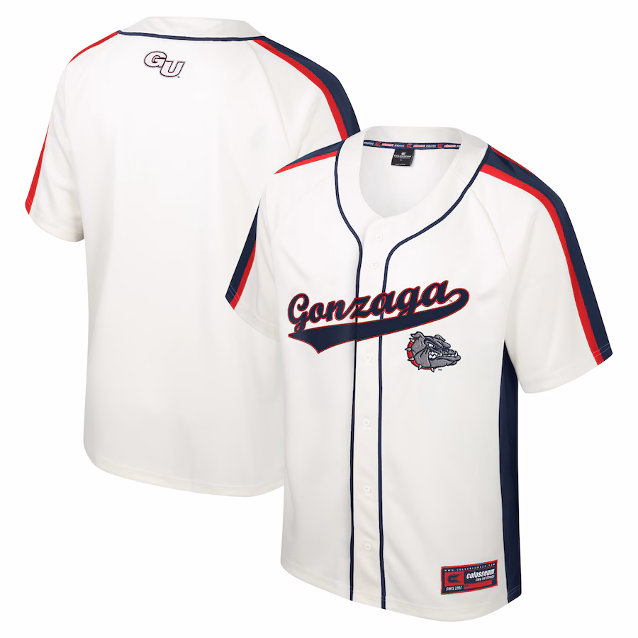 Men's Colosseum Cream Gonzaga Bulldogs Ruth Button-Up Baseball Jersey - ujerseystore