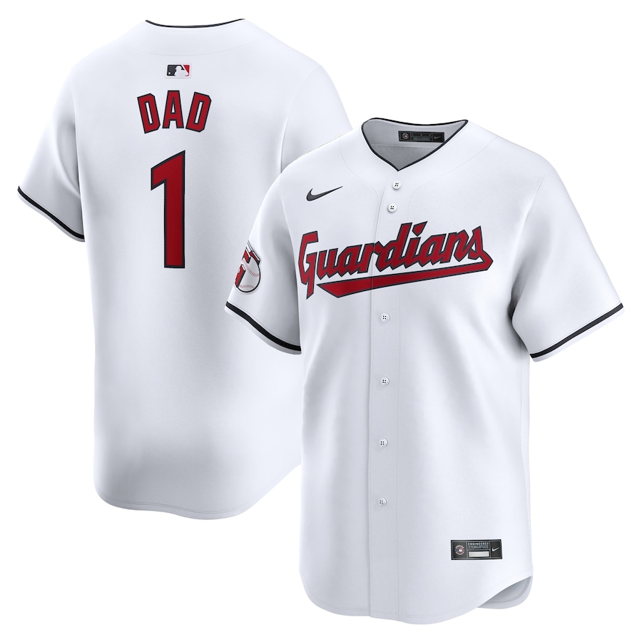 Men's Cleveland Guardians Nike White #1 Dad Home Limited Jersey - ujerseystore