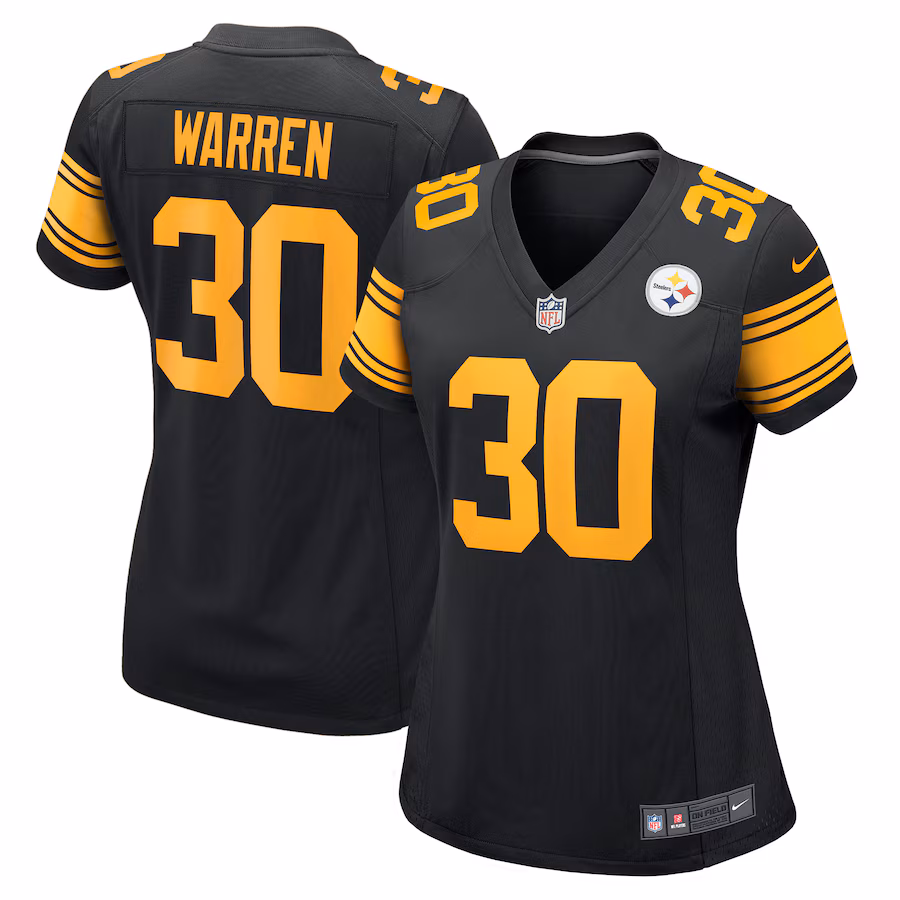 Women's Pittsburgh Steelers Jaylen Warren Nike  Black Alternate Game Jersey - ujerseystore