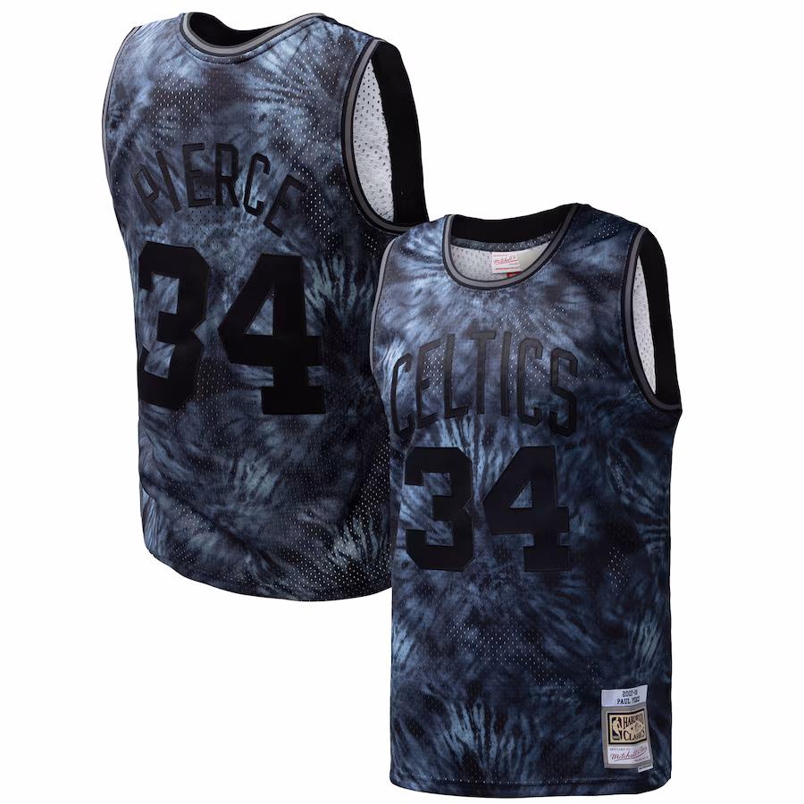 Men's Boston Celtics Paul Pierce Mitchell & Ness Black Hardwood Classics 2007/08 Tie-Dye Swingman Jersey - ujerseystore