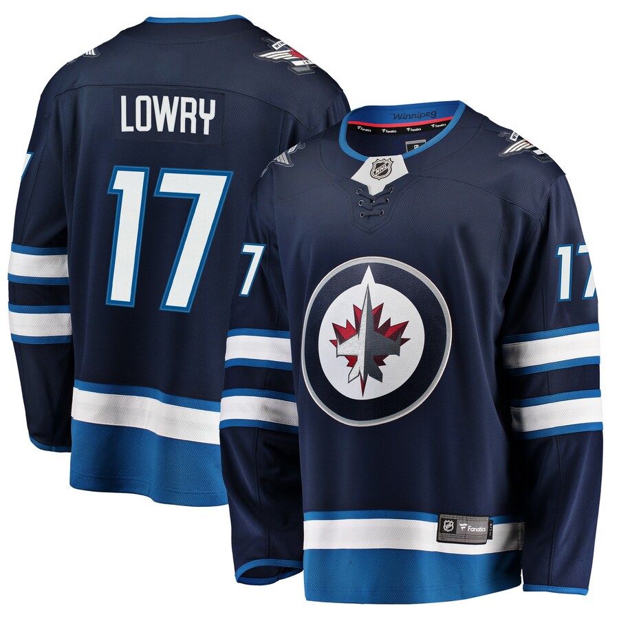 Men's Winnipeg Jets Adam Lowry Fanatics Branded Navy Breakaway Replica Jersey - ujerseystore