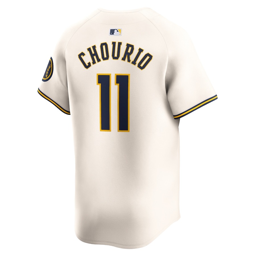 Men's Milwaukee Brewers Jackson Chourio Nike Cream Home Limited Player Jersey - ujerseystore