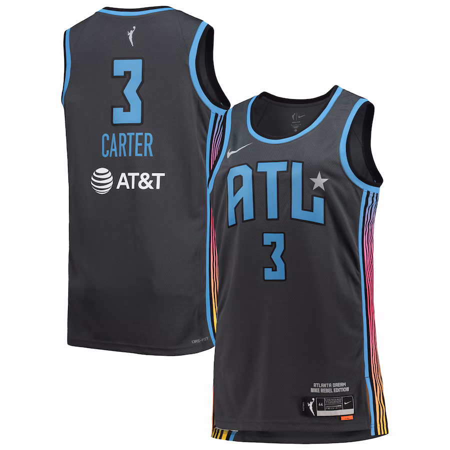 Women's Atlanta Dream Chennedy Carter Nike Black 2021 Rebel Edition Victory Player Jersey - ujerseystore