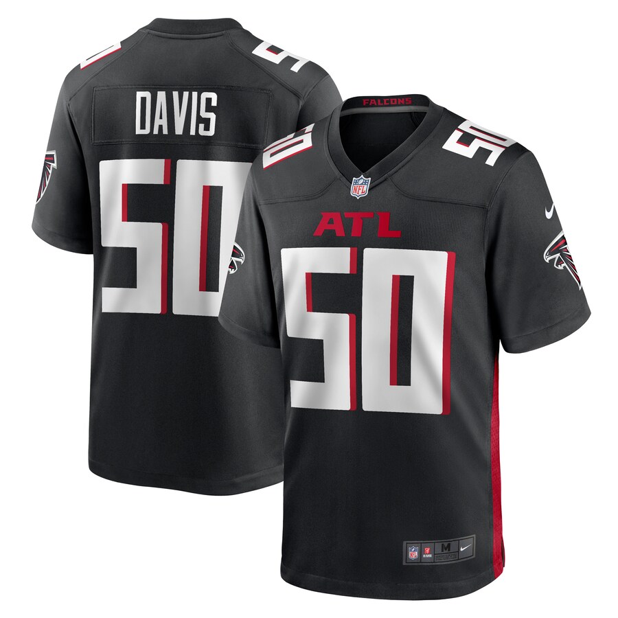 Men's Atlanta Falcons Tae Davis Nike  Black Team Game Jersey - ujerseystore
