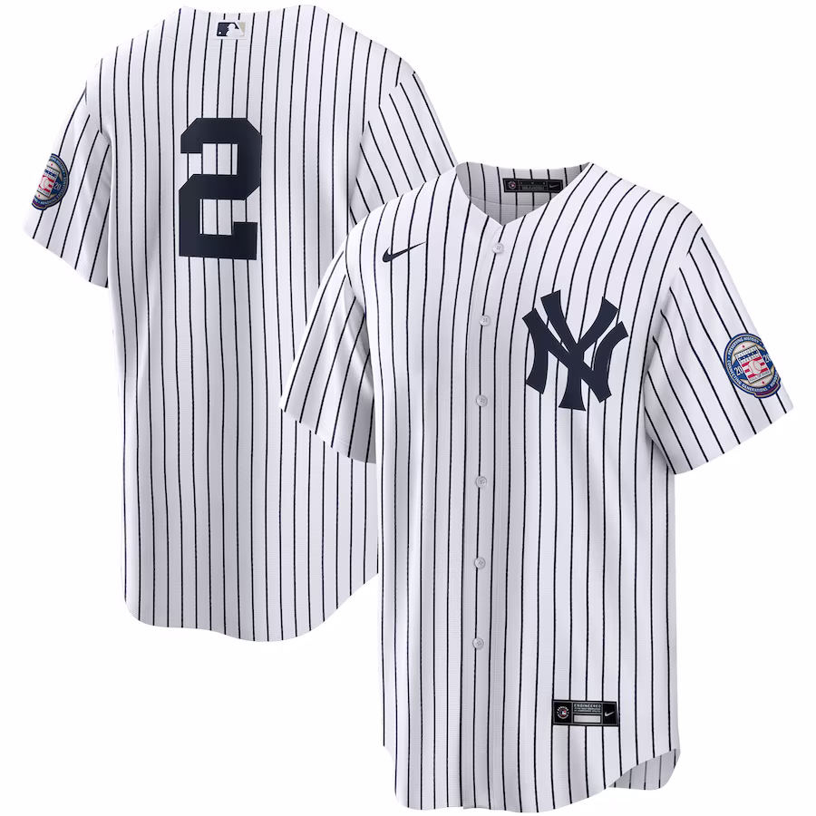 Men's New York Yankees Derek Jeter Nike White/Navy 2020 Hall of Fame Induction Replica Jersey - ujerseystore