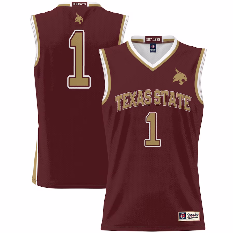#1 Texas State Bobcats GameDay Greats Unisex Lightweight Basketball Jersey - Maroon - ujerseystore