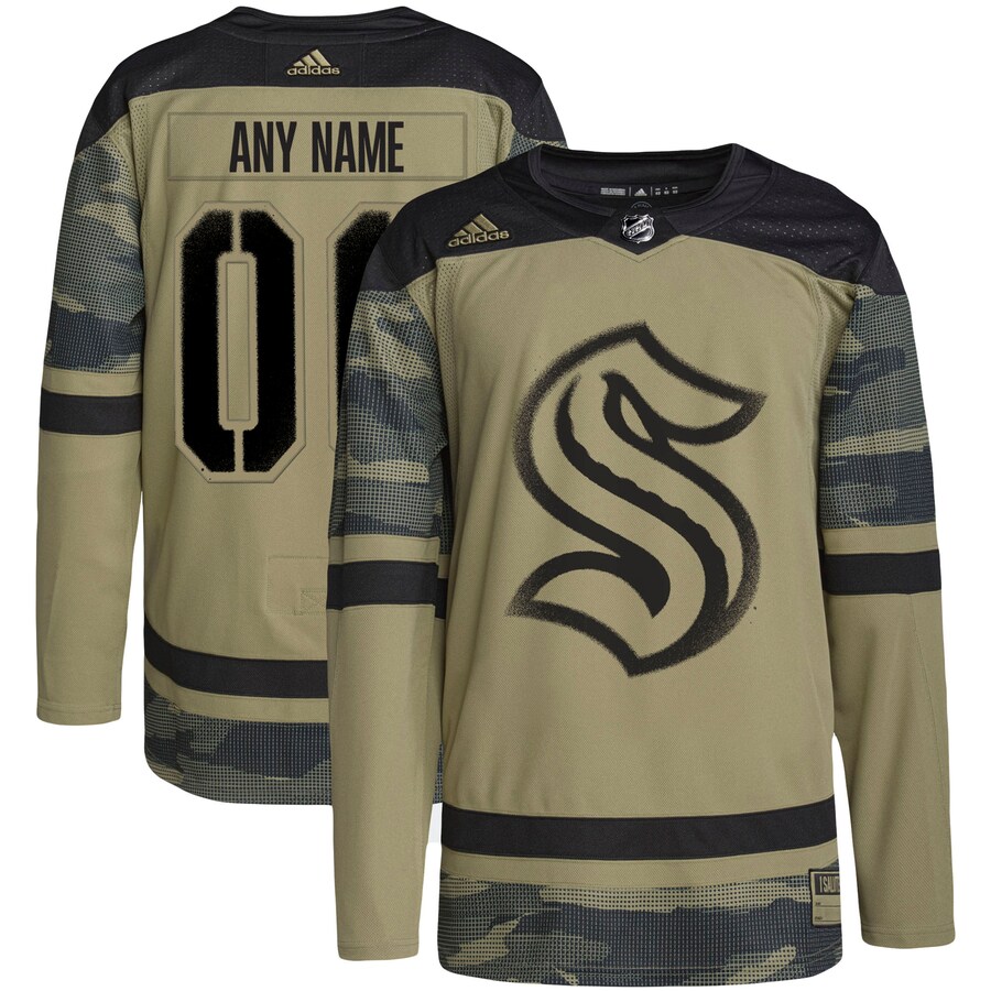 Men's Seattle Kraken adidas Camo Military Appreciation Team Authentic Custom Practice Jersey - ujerseystore
