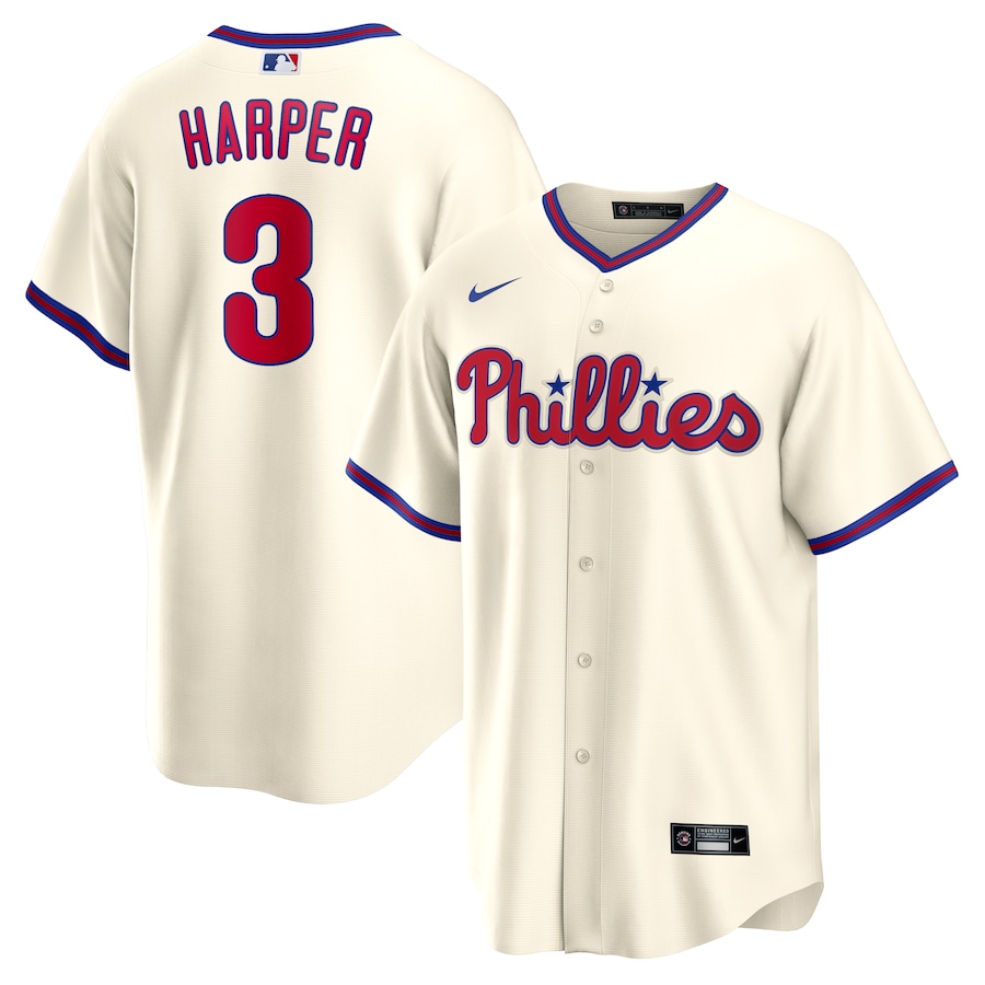 Men's Philadelphia Phillies Bryce Harper Nike Cream Alternate Replica Player Name Jersey - ujerseystore
