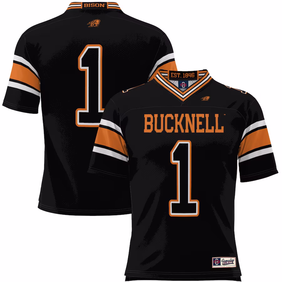 #1 Bucknell Bison GameDay Greats Youth Endzone Football Jersey - Black - ujerseystore