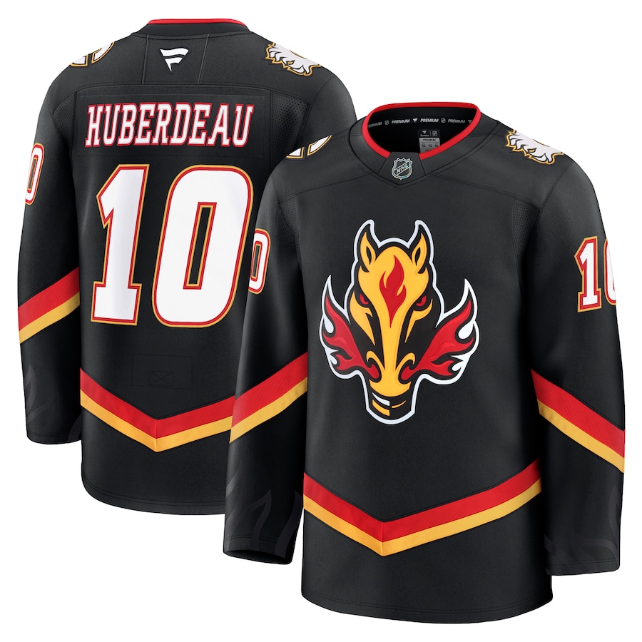 Men's Calgary Flames Jonathan Huberdeau Fanatics Black Alternate Premium Jersey - ujerseystore