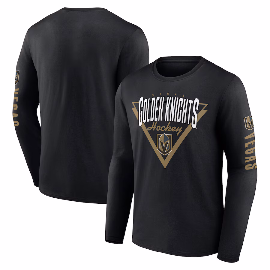 Men's Vegas Golden Knights Fanatics Black Headline Long Sleeve T-Shirt - ujerseystore