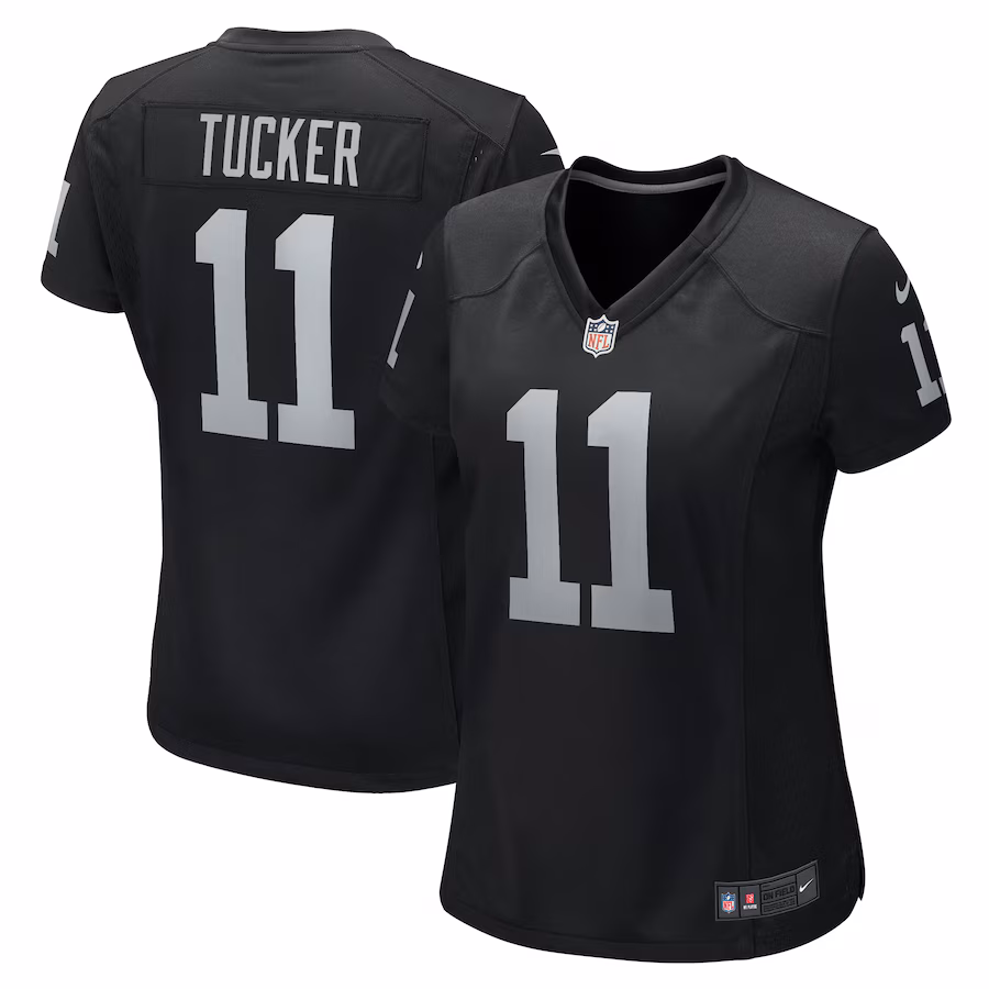 Women's Las Vegas Raiders Tre Tucker Nike  Black Team Game Jersey - ujerseystore
