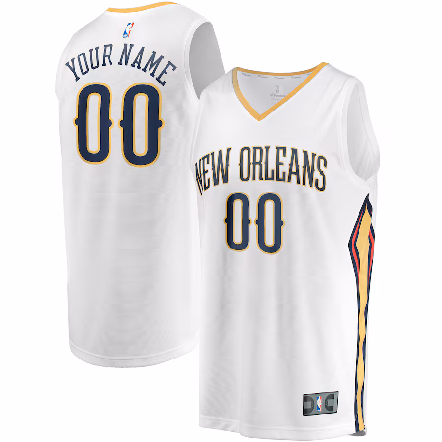 Youth New Orleans Pelicans  Fanatics White Fast Break Replica Custom Jersey - Association Edition - ujerseystore