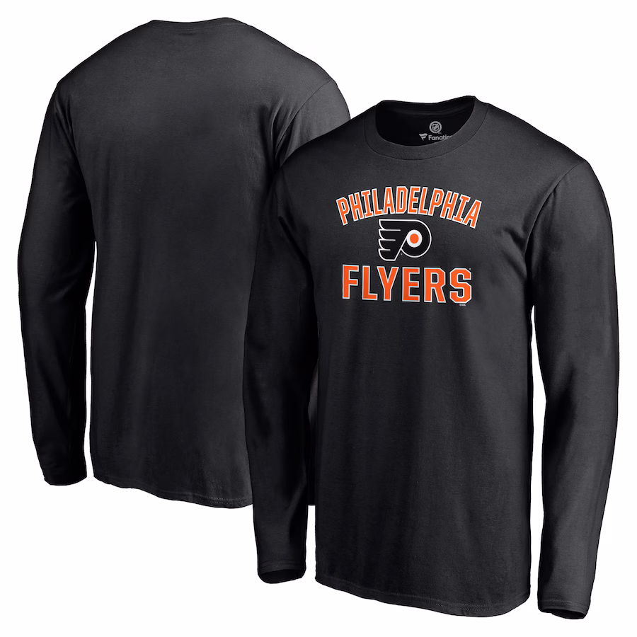 Men's Philadelphia Flyers Black Victory Arch Long Sleeve T-Shirt - ujerseystore