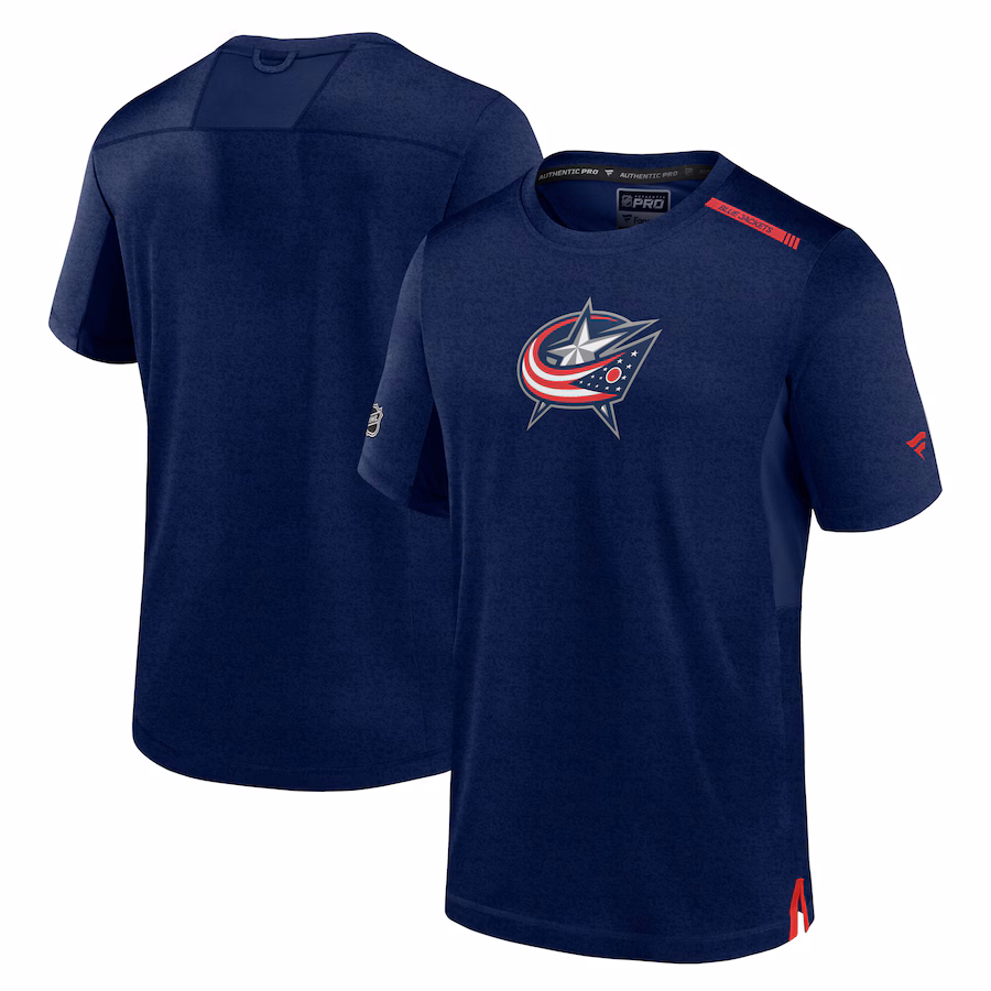 Men's Columbus Blue Jackets Fanatics Navy Authentic Pro Performance T-Shirt - ujerseystore