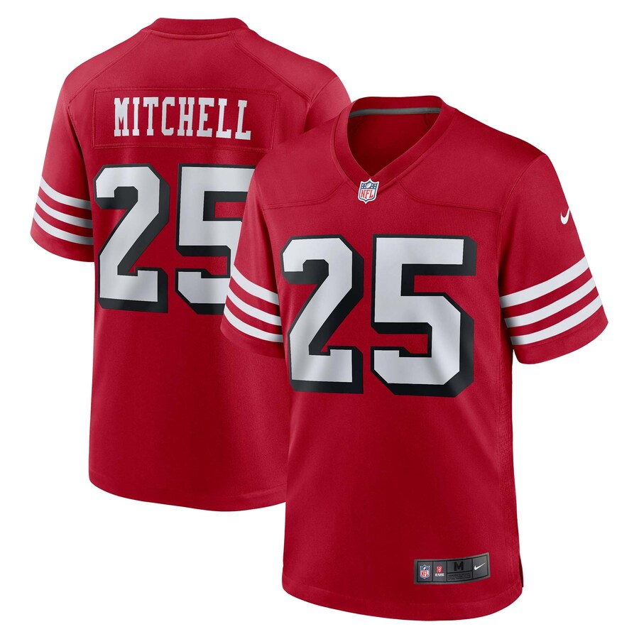 Men's San Francisco 49ers Elijah Mitchell Nike Scarlet Alternate Game Jersey - ujerseystore