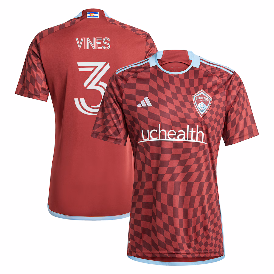 Men's Colorado Rapids Sam Vines adidas Burgundy 2024 One Flag Kit Replica Player Jersey - ujerseystore