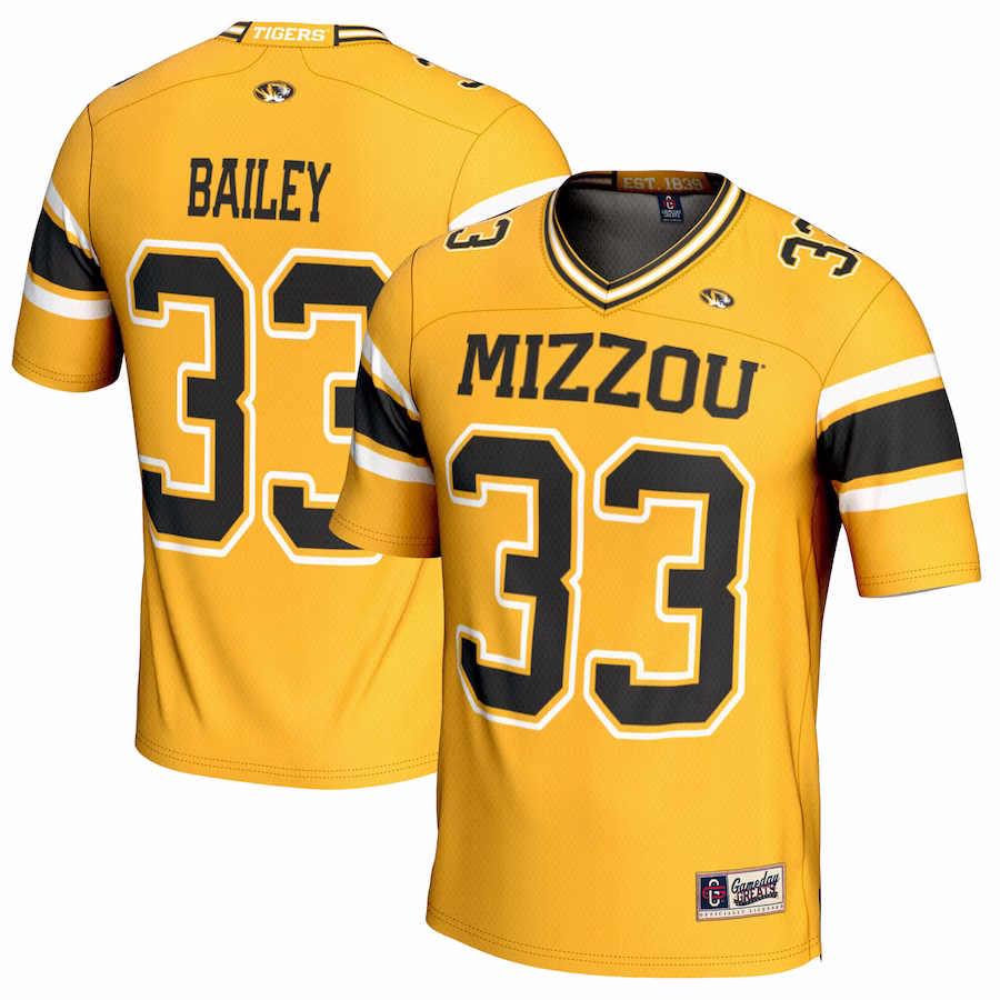 Chad Bailey Missouri Tigers GameDay Greats Youth NIL Player Football Jersey - Gold - ujerseystore