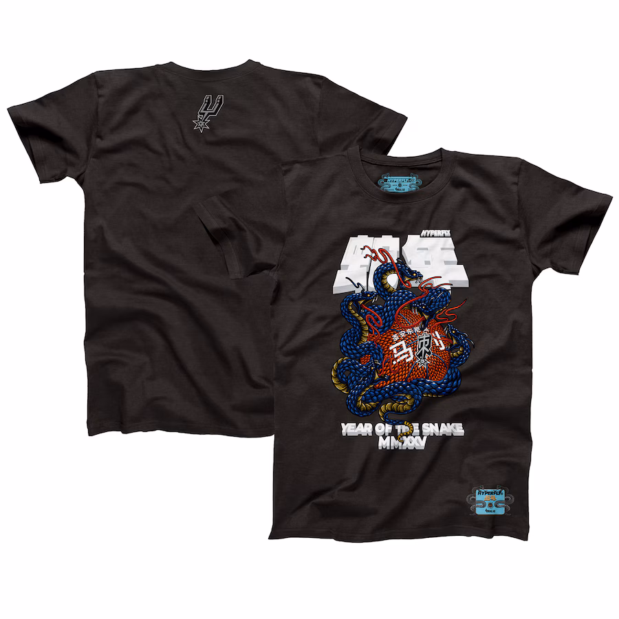 Unisex San Antonio Spurs NBALab x Hyperfly Heather Black Year of the Snake Lunar New Year Collection T-Shirt - ujerseystore