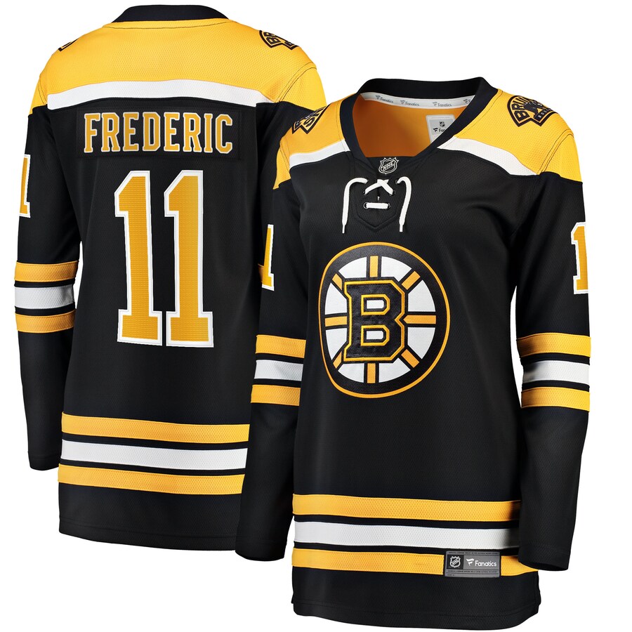 Women's Boston Bruins Trent Frederic Fanatics Branded Black Home Breakaway Player Jersey - ujerseystore
