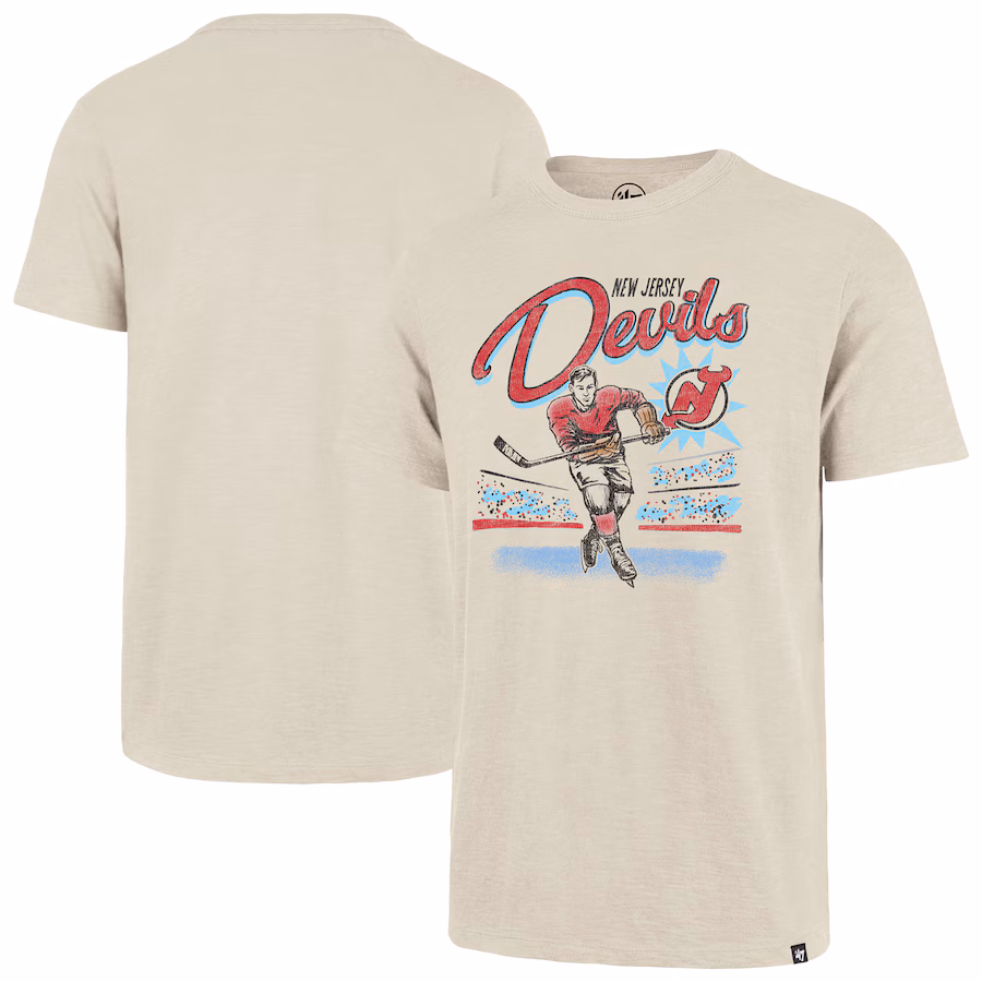 Men's New Jersey Devils '47 Natural Hockey Player Golden Age Scrum T-Shirt - ujerseystore