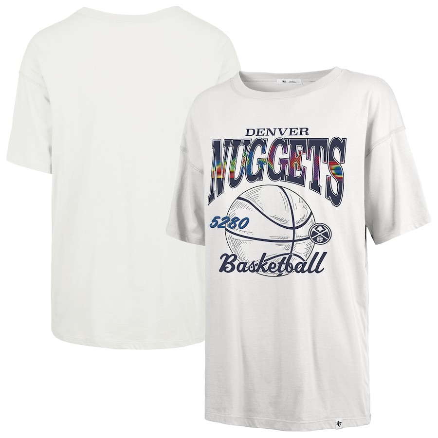 Women's Denver Nuggets  '47 White City Edition Down Court Sadie T-Shirt - ujerseystore