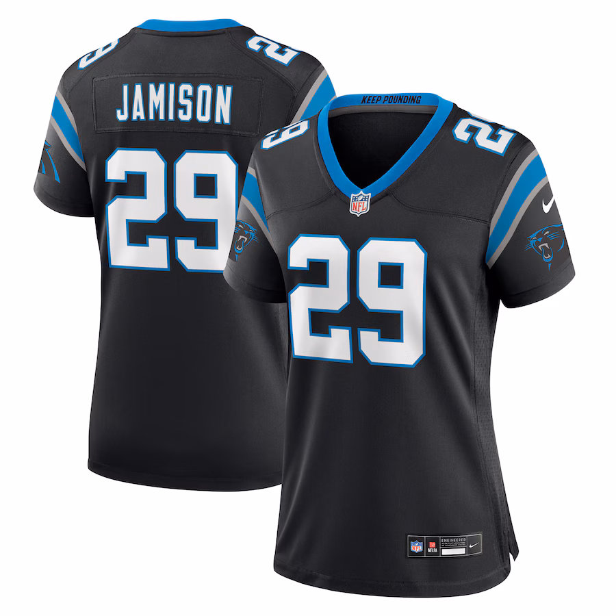 Women's Carolina Panthers D'Shawn Jamison Nike  Black Team Game Jersey - ujerseystore