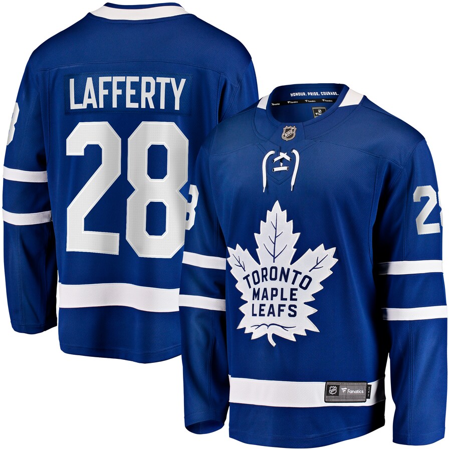 Men's Toronto Maple Leafs Sam Lafferty Fanatics Branded Blue Home Breakaway Jersey - ujerseystore