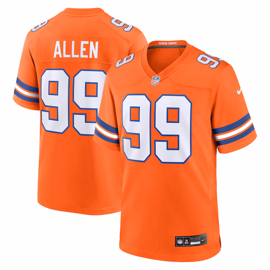 Men's Denver Broncos Zach Allen Nike Orange Mile High Collection 1977 Throwback Player Game Jersey - ujerseystore