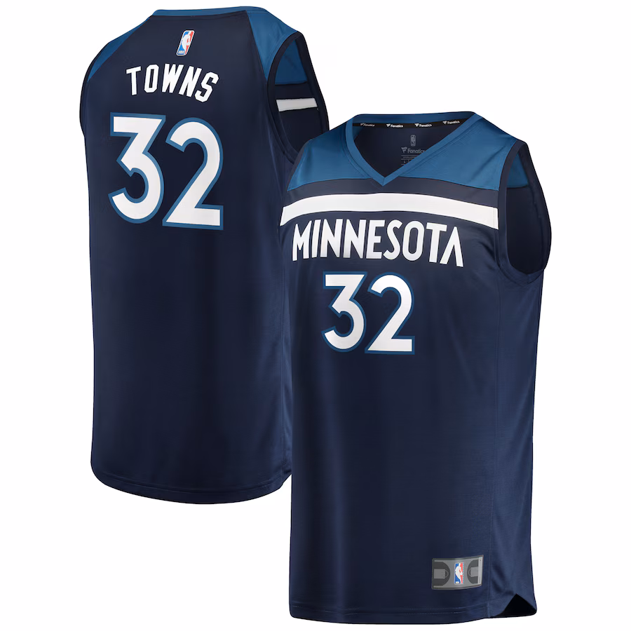 Men's Minnesota Timberwolves Karl-Anthony Towns Fanatics Navy Fast Break Replica Player Jersey - Icon Edition - ujerseystore