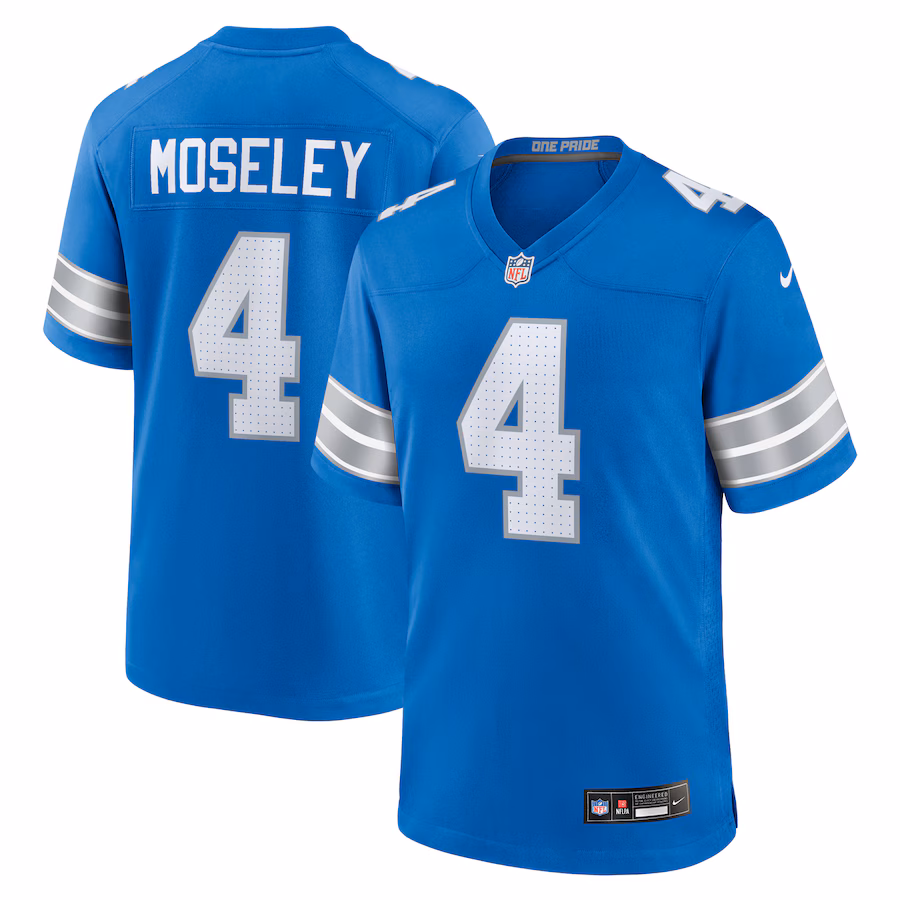 Men's Detroit Lions Emmanuel Moseley Nike Blue Team Game Jersey - ujerseystore