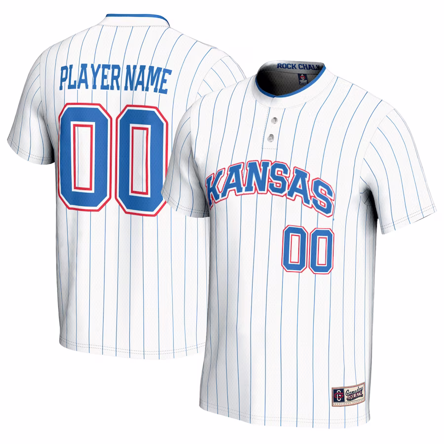 Kansas Jayhawks GameDay Greats Youth NIL Pick-A-Player Lightweight Softball Jersey - White - ujerseystore