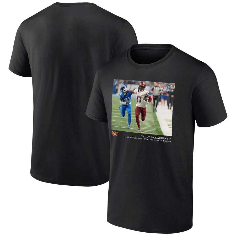 Men's Washington Commanders Terry McLaurin Black NFL Flash Features Divisional Round T-Shirt - ujerseystore