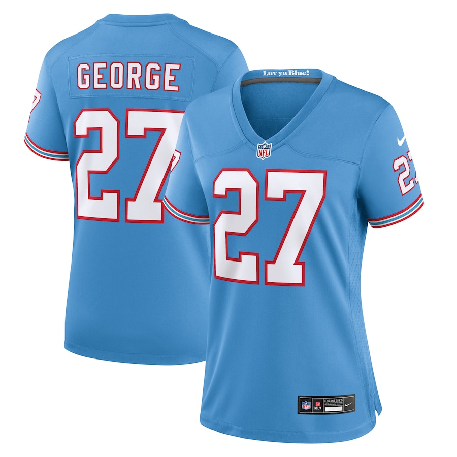 Women's Tennessee Titans Eddie George Nike Light Blue Oilers Throwback Retired Player Game Jersey - ujerseystore
