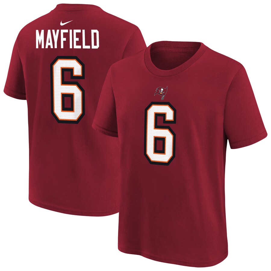 Men's Tampa Bay Buccaneers Baker Mayfield Nike Red Player Name & Number T-Shirt - ujerseystore