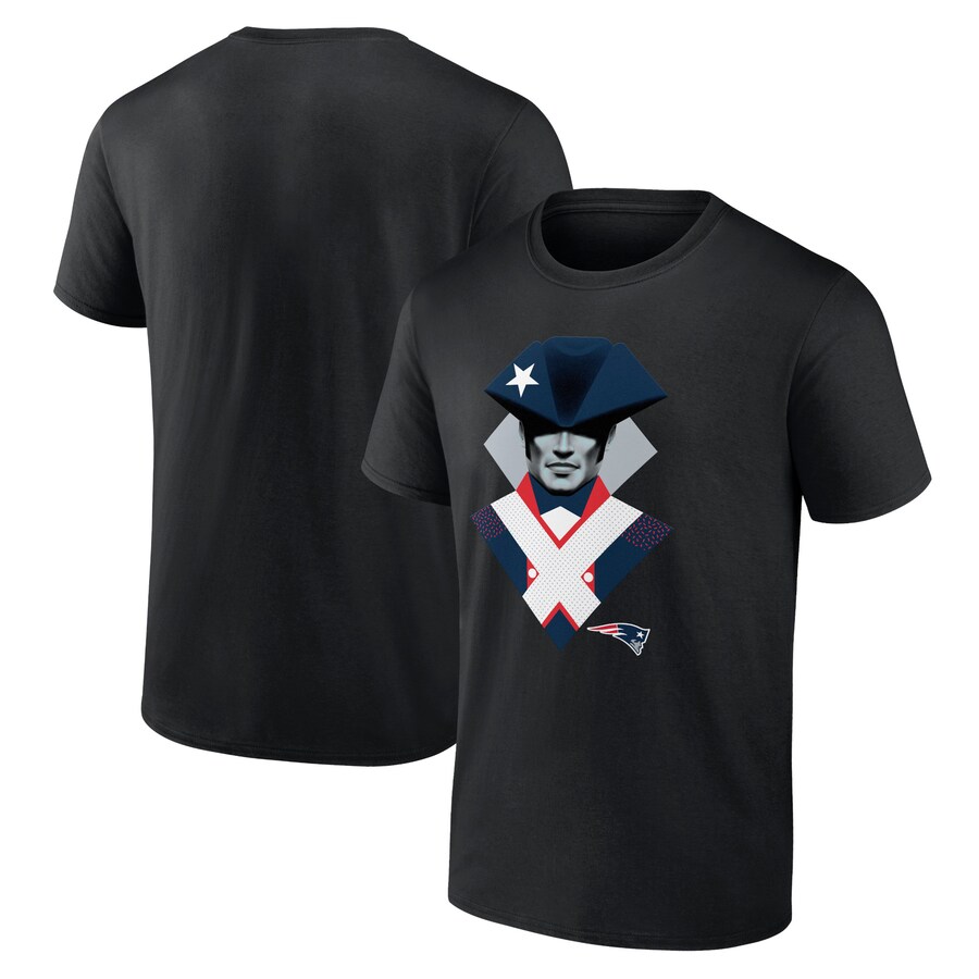 Men's New England Patriots  Black 2024 NFL Draft Illustrated T-Shirt - ujerseystore