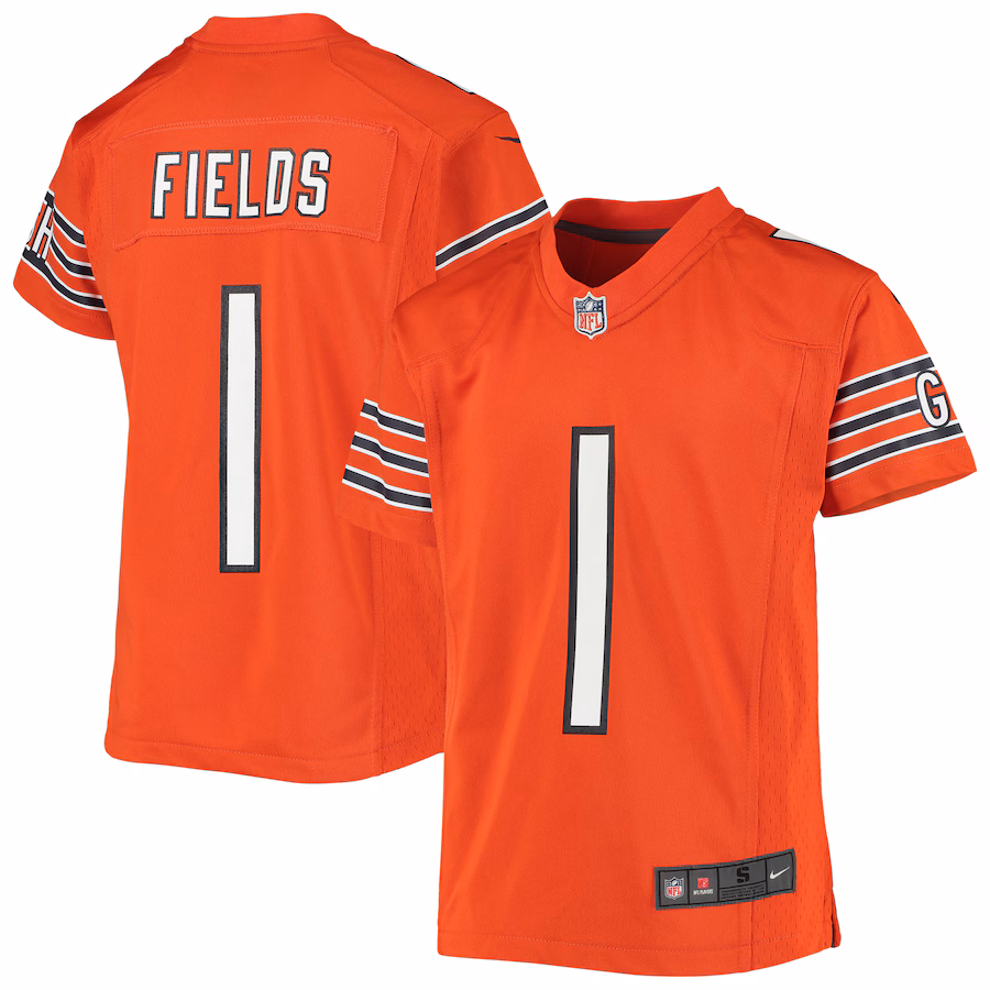 Youth Chicago Bears Justin Fields Nike Orange Game Jersey - ujerseystore