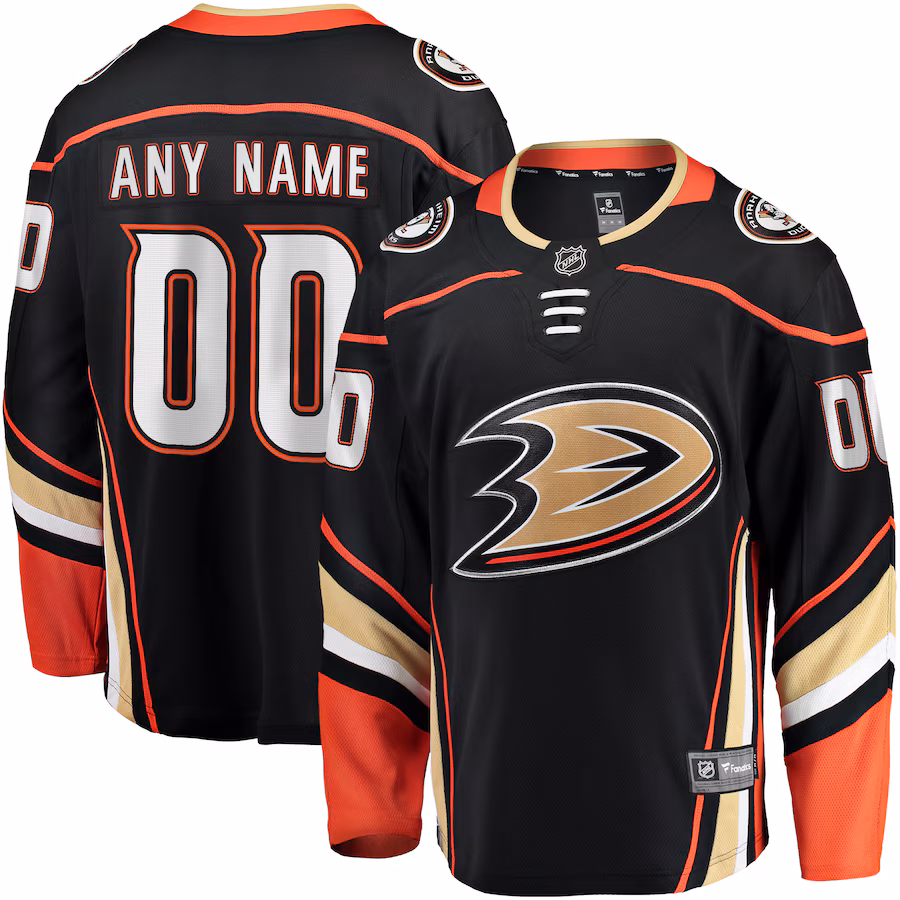 Men's Anaheim Ducks Fanatics Black Home Breakaway Custom Jersey - ujerseystore