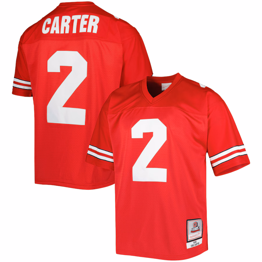 Men's Mitchell & Ness Cris Carter Scarlet Ohio State Buckeyes Authentic Jersey - ujerseystore