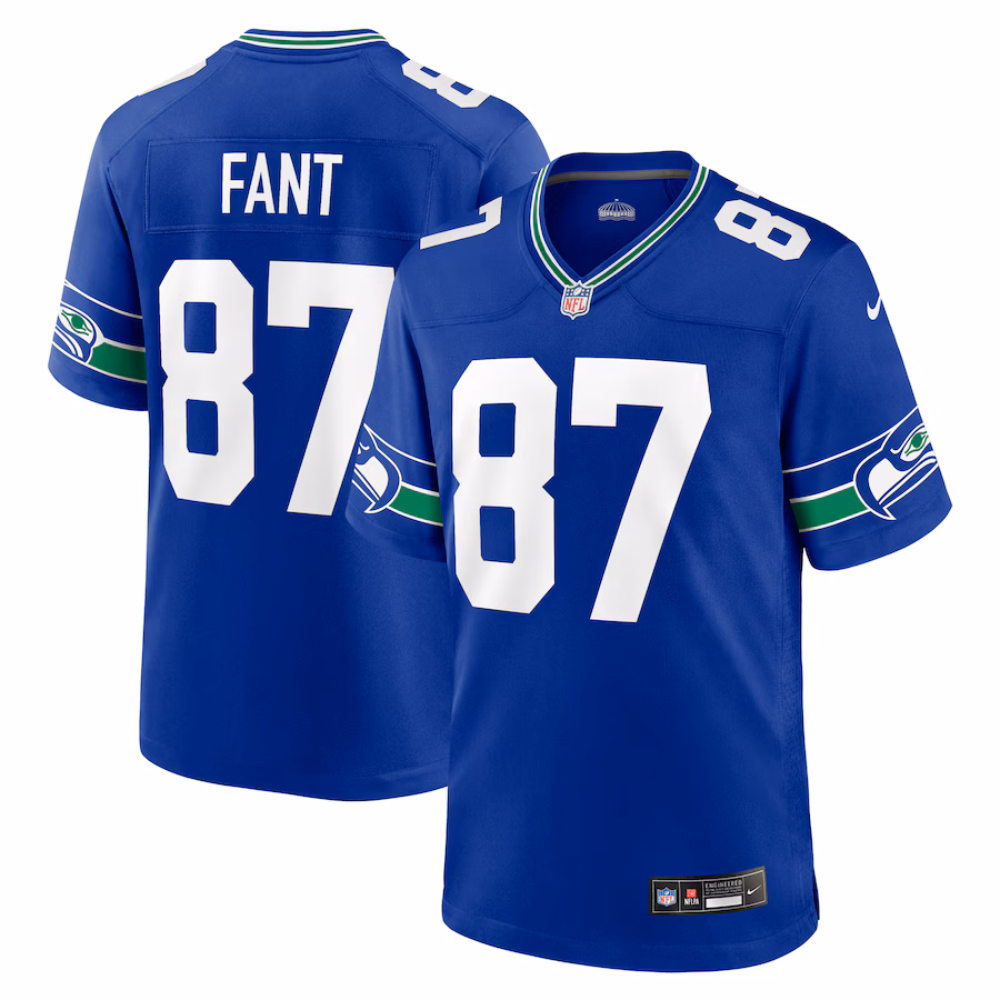 Men's Seattle Seahawks Noah Fant Nike Royal Throwback Player Game Jersey - ujerseystore