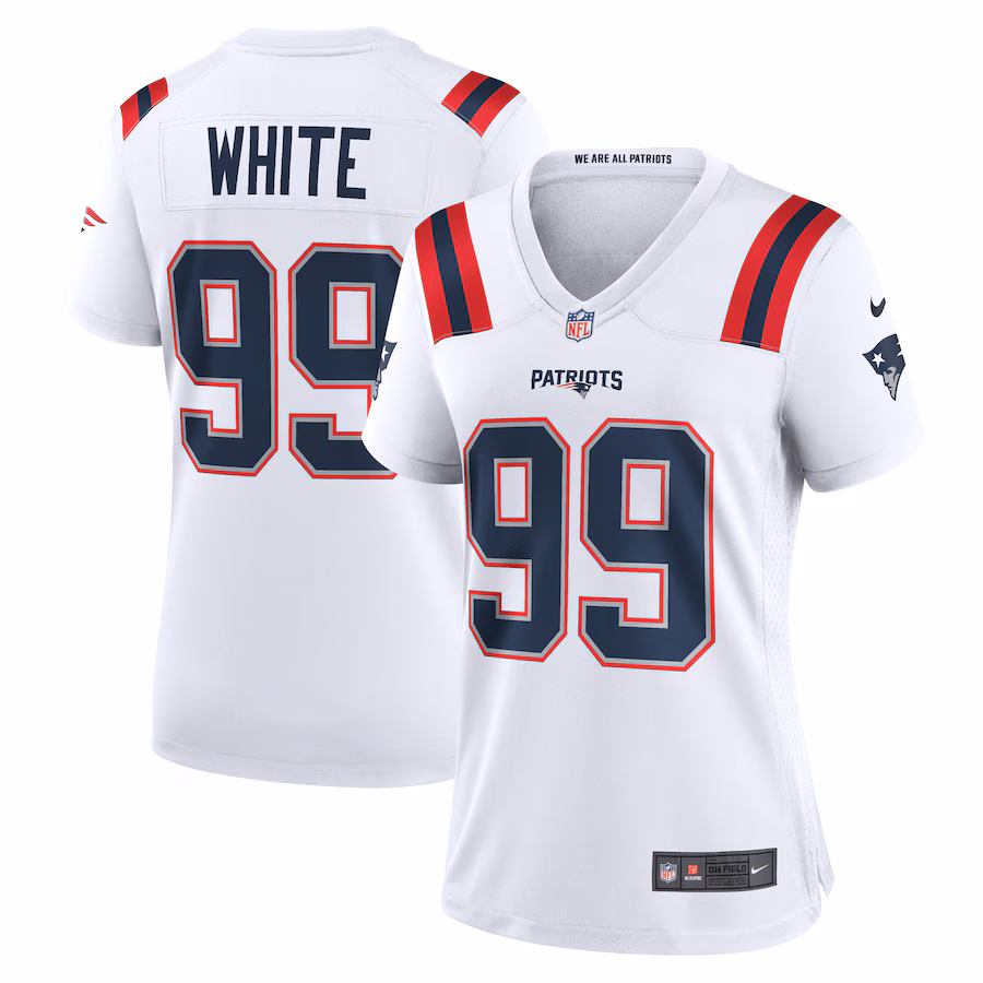 Women's New England Patriots Keion White Nike  White  Game Jersey - ujerseystore