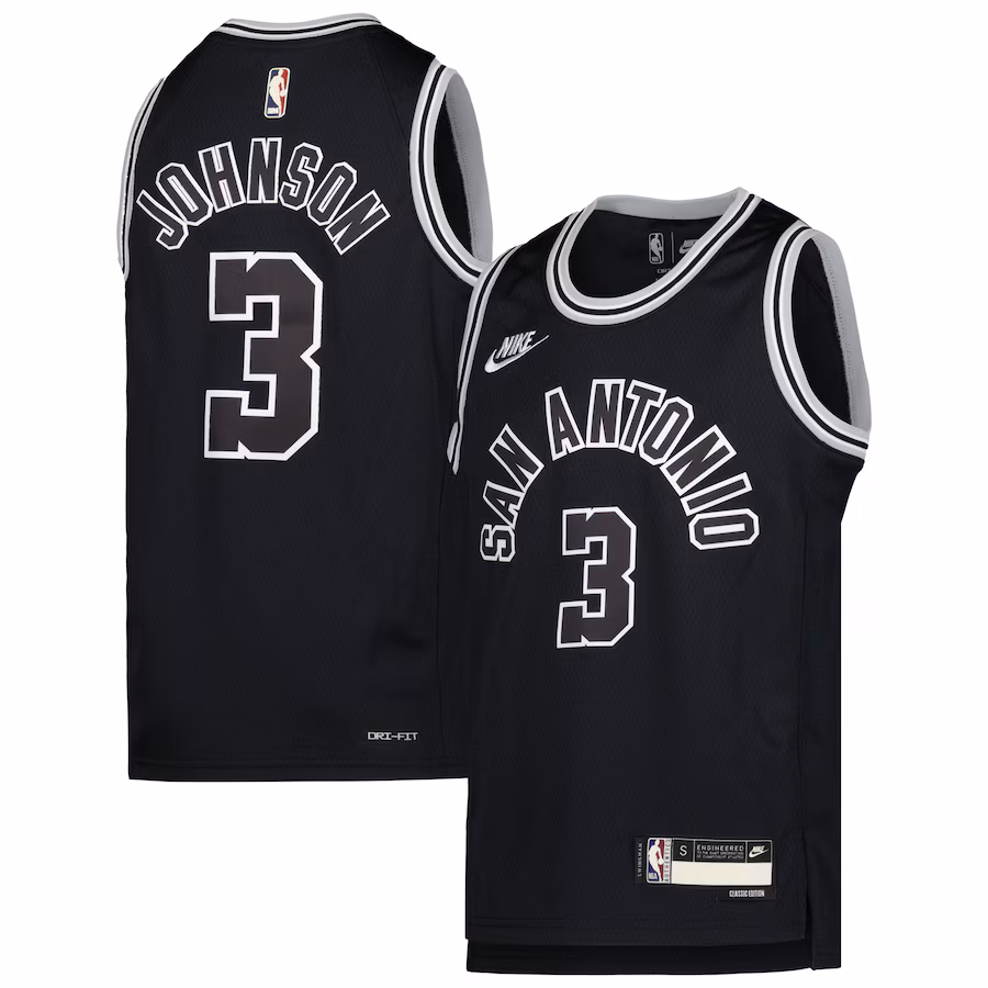 Youth San Antonio Spurs Keldon Johnson Nike Black 2022/23 Swingman Jersey - Classic Edition - ujerseystore