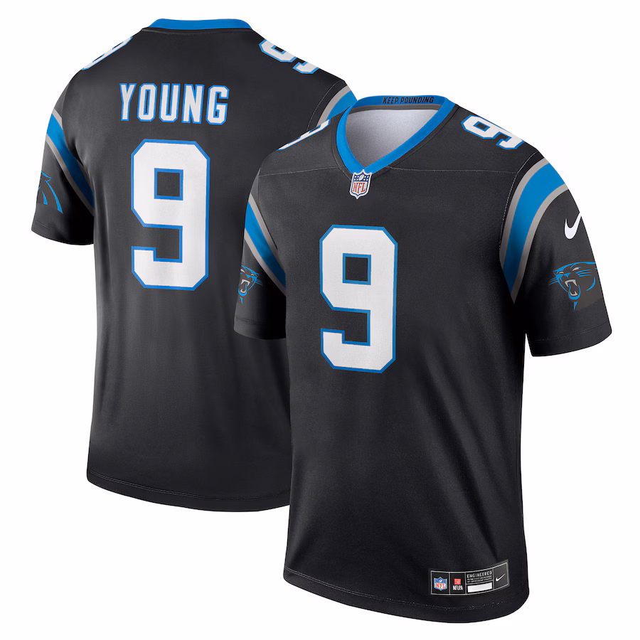 Men's Carolina Panthers Bryce Young Nike Black Team Legend Player Performance Top - ujerseystore