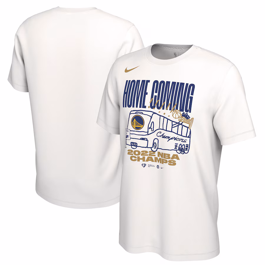 Men's Golden State Warriors Nike White 2022 NBA Finals Champions Celebration Parade T-Shirt - ujerseystore