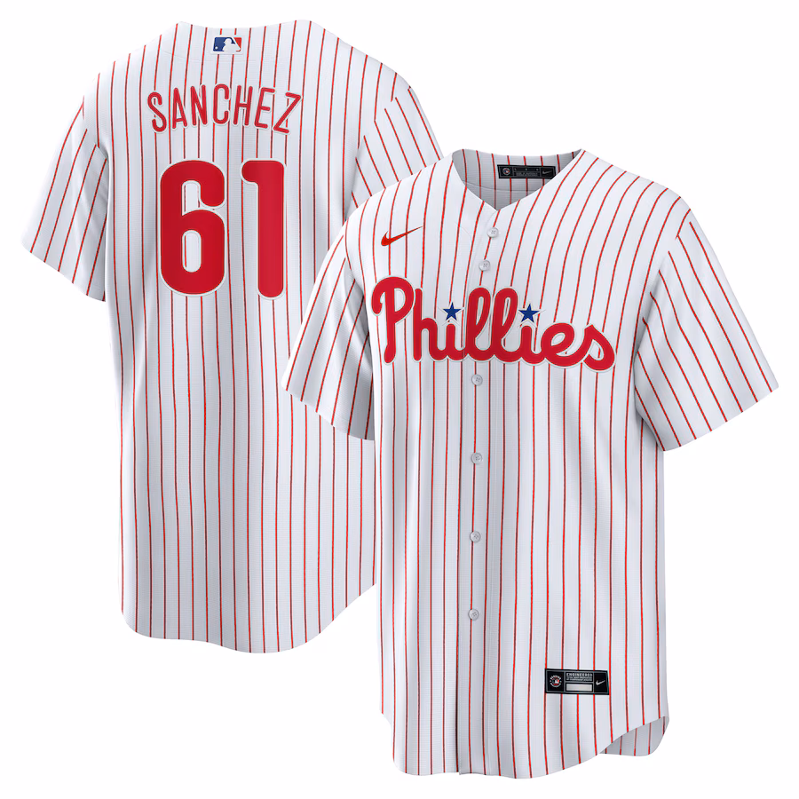 Men's Philadelphia Phillies Cristopher Sanchez Nike White Home Replica Jersey - ujerseystore